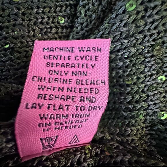 Carmen Marc Valvo Olive Green Sweater Sequin Sparkle Long Sleeve Size Large - Picture 14 of 15